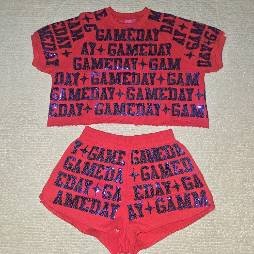 Queen of Sparkles Red & Royal Blue Gameday Set – XS